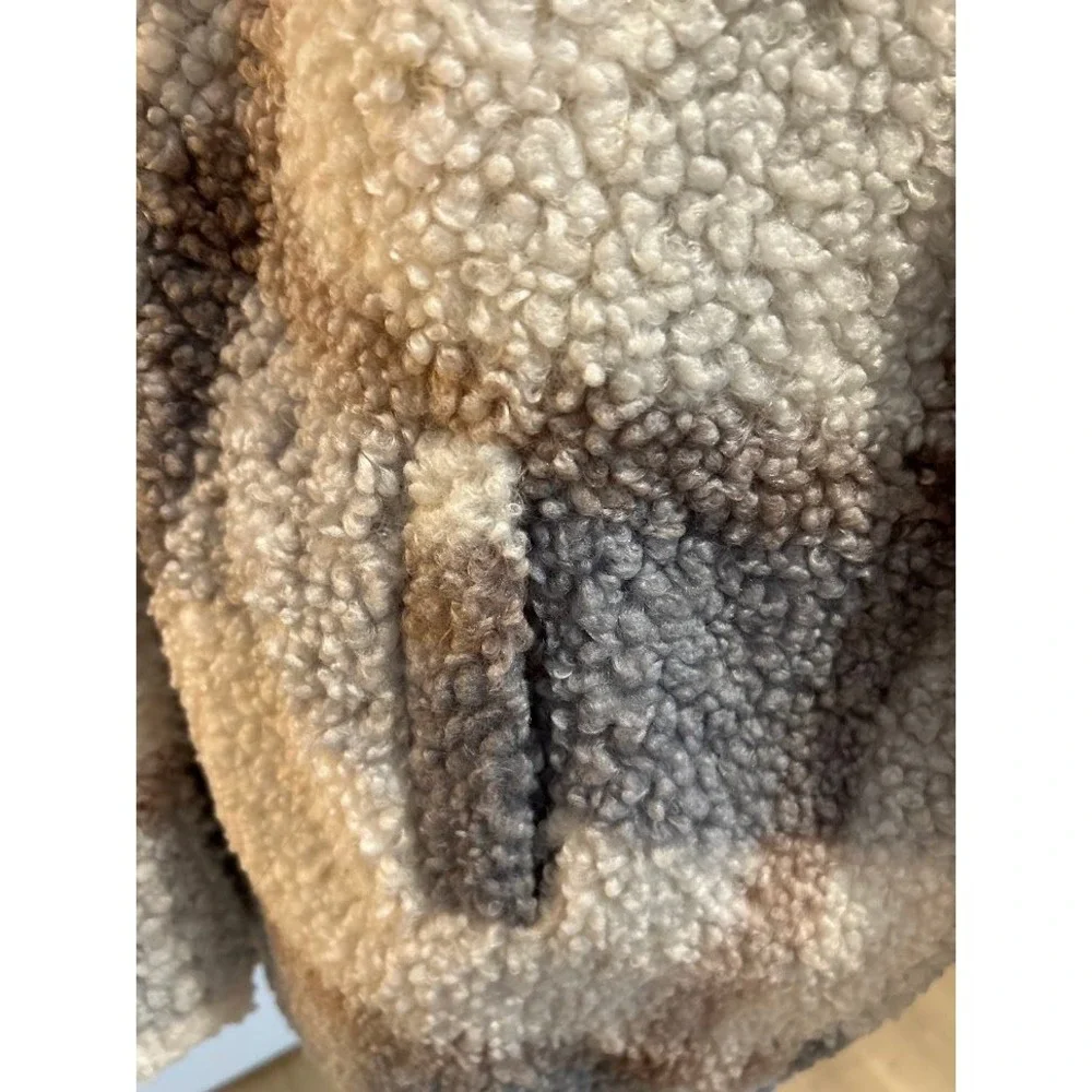 Women's Muted‎ Plaid Sherpa Fleece Shacket Jacket Button Down Cozy Warm Large